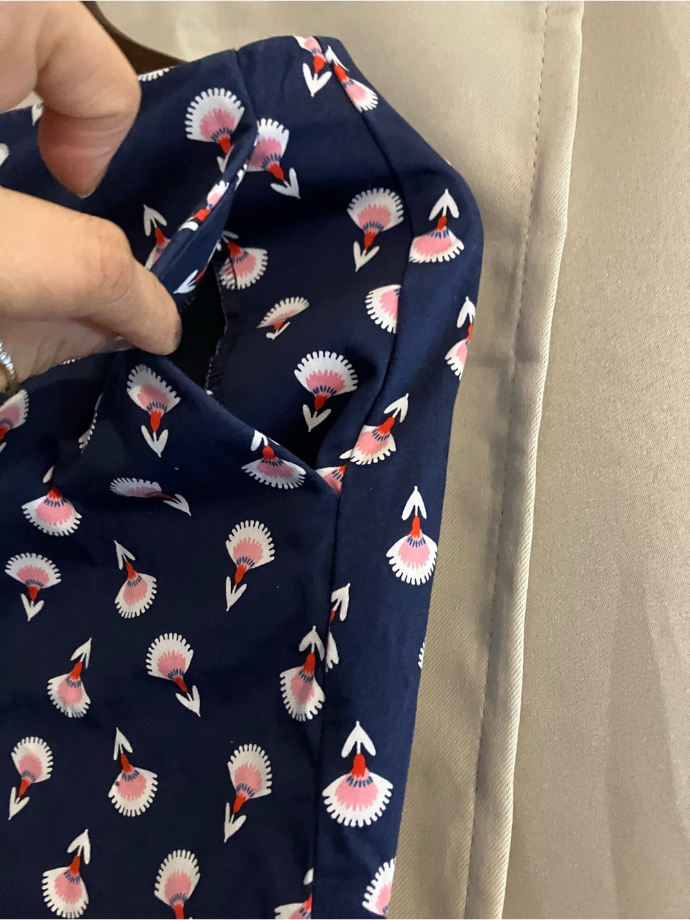 Boden Navy Pant with Pink Motif - Picture 5 of 9